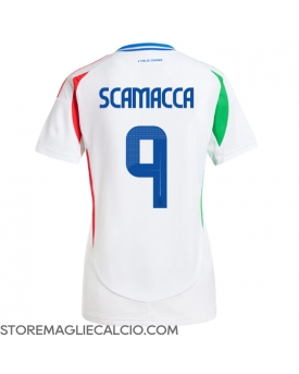 Italia Gianluca Scamacca #9 Maglia Gara Trasferta Repliche Europei 2024 Donna